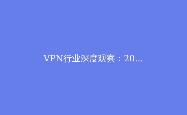 VPN行业深度观察：2024年隐私保护、跨域连接与法规演进的三重变奏 - 2
